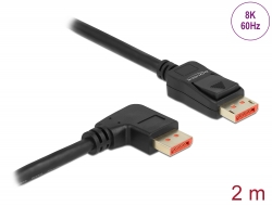 87063 Delock Cable DisplayPort macho recto a macho 90° derecha angular 8K 60 Hz 2 m