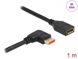 87077 Delock DisplayPort produžni kabel muški 90° kutni desni na ženski 8K 60 Hz 1 m