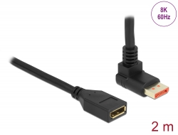 87081 Delock DisplayPort prodlužovací kabel samec 90° pravoúhlý nahoru na samice 8K 60 Hz 2 m
