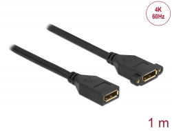 87100 Delock DisplayPort 1.2 kabel hona till hona panelmonterad 4K 60 Hz 1 m
