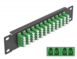 66777 Delock 10″ Fiber Optic Patch Panel 12 Port LC Quad green 1U black