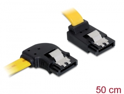 82837 Delock SATA 6 Gb/s kabel zakrivljen lijevo do zakrivljen prema gore 50 cm žuti