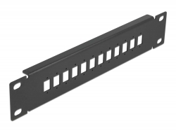 66801 Delock Panel de conexión de fibra óptica de 10″ y 12 puertos para SC Simplex / LC Duplex 1U negro