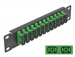 66772 Delock Panel de conexión de fibra óptica de 10″ de 12 puertos SC Duplex verde 1U negro