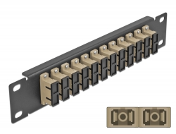 66773 Delock Pannello patch da 10″ in fibra ottica a 12 porte per SC Duplex beige 1U nero