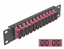 66775 Delock Panel de conexión de fibra óptica de 10″ de 12 puertos SC Duplex violeta 1U negro
