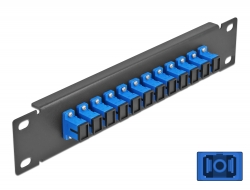 66760 Delock Pannello patch da 10″ in fibra ottica a 12 porte per SC Simplex blu 1U nero