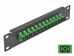 66761 Delock 10″ üvegszálas patch panel 12 portos SC Simplex zöld 1U fekete