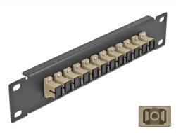 66762 Delock 10″ Fiber Optic Patch Panel 12 Port SC Simplex beige 1U black