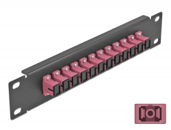 66764 Delock Panel de conexión de fibra óptica de 10″ de 12 puertos SC Simplex violeta 1U negro