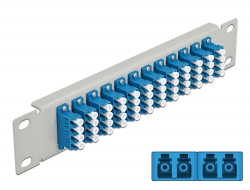 66796 Delock Panel de conexión de fibra óptica de 10″ de 12 puertos LC Quad azul 1U gris