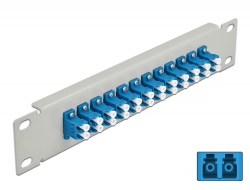 66786 Delock 10″ Fiber Optic Patch Panel 12 Port LC Duplex blue 1U grey