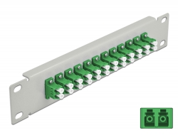66787 Delock 10″ Fiber Optic Patch Panel 12 Port LC Duplex green 1U grey