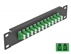 66766 Delock 10″ Fiber Optic Patch Panel 12 Port LC Duplex green 1U black