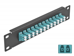 66768 Delock Pannello patch da 10″ in fibra ottica a 12 porte per LC Duplex azzurro 1U nero