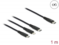 87149 Delock 1 m hosszú, USB töltő kábel 3 az 1 USB Type-C™ apa Lightning™-, Micro USB- és USB Type-C™ csatlakozáshoz
