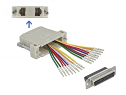 66834 Delock D-Sub 25 pin crimp female to 2 x RJ45 female with assembly kit beige