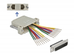 66835 Delock D-Sub HD 44 pin crimp male to 2 x RJ45 female with assembly kit beige 