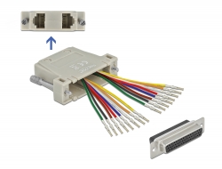 66836 Delock D-Sub HD 44 pin crimp female to 2 x RJ45 female with assembly kit beige