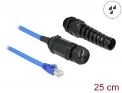 66809 Delock Cable RJ45 plug to RJ45 jack Cat.6 waterproof with cable gland and bend protection
