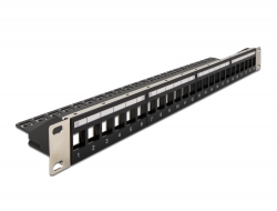66865 Delock 19″ Keystone Patch Panel 24 port with strain relief black