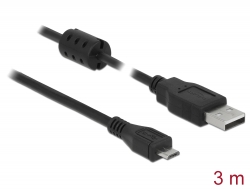 84909 Delock Kabel USB 2.0 Tipa-A muški > USB 2.0 Micro-B muški 3,0 m crni