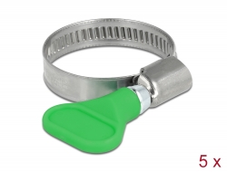 19514 Delock Butterfly Hose Clamp stainless steel 400 SS 20 - 35 mm 5 pieces green