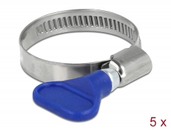 19515 Delock Butterfly Hose Clamp stainless steel 400 SS 25 - 40 mm 5 pieces blue