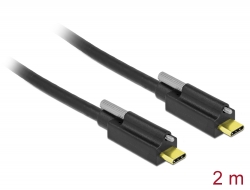 84138 Delock Kabel SuperSpeed USB 10 Gbps (USB 3.2 Gen 2) USB Type-C™ Stecker > USB Type-C™ Stecker mit Schraube oben 2 m schwarz