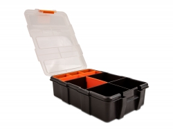 18419 Delock Třídicí krabice s 11 přihrádkami, rozměr 220 x 155 x 60 mm, oranžová / černá