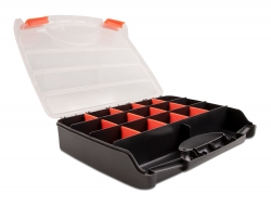 18418 Delock Sorting box with 17 compartments 320 x 255 x 60 mm orange / black