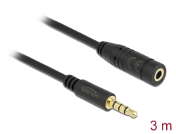 84668 Delock Stereo Jack Extension Cable 3.5 mm 4 pin male to female 3 m black