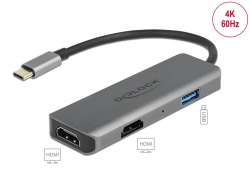 87780 Delock USB Type-C™ Dual HDMI Adapter with 4K 60 Hz and USB Port