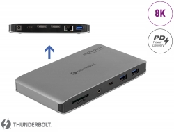87777 Delock Thunderbolt™ 3 Dockningsstation 8K - Dual DisplayPort / USB / LAN / SD / Audio / PD 3.0