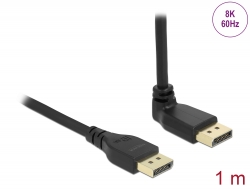 87143 Delock DisplayPort kabel samec přímý na samec 90° pravoúhlý nahoru 8K 60 Hz 1 m bez západky