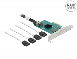 89051 Delock Placă PCI Express x4 la 4 x SATA 6 Gb/s RAID și HyperDuo - Factor de formă cu profil redus
