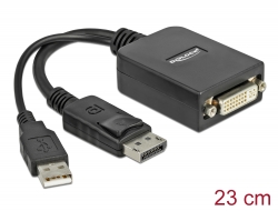 61855 Delock Adapter DisplayPort 1.1 muški > DVI ženski aktivni crno
