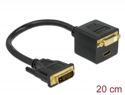 65057 Delock Adapter DVI 24+1 male to DVI 24+1 and HDMI female