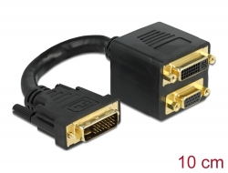 65052 Delock Adapter DVI-I Stecker zu DVI-I und VGA Buchse