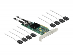 90061 Delock SATA PCI Express x8-kort med 8 portar med anslutningskabel