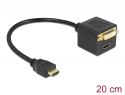 65054 Delock Adapter HDMI male to HDMI and DVI 24+1 female