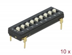 66311 Delock Interruptor DIP Tri-State de 9 dígitos de 2,54 mm de paso THT vertical negro 10 piezas