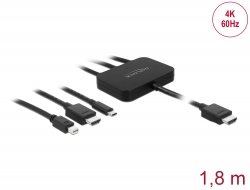 85830 Delock USB-C™, HDMI ou mini DisplayPort vers câble adaptateur HDMI 4K, 1,8 m