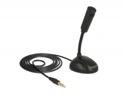 65872 Delock Microphone condensateur omnidirectionnel pour Smartphone ou tablette avec un col de cygne 3,5 mm, fiche mâle stéréo 4 broches + prise femelle stéréo 3,5 mm