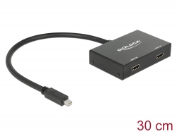 87696 Delock Mini DisplayPort 1.2 Splitter 1 x mini DisplayPort in > 2 x HDMI out 4K