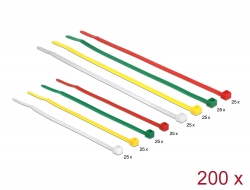 18628 Delock Cable ties coloured L 100 x W 2.5 mm + L 200 x W 3.6 mm 200 pieces