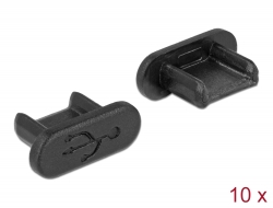 64007 Delock Capot noir pour USB 2.0 Micro-B femelle sans prise, 10 pièces