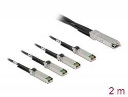 86432 Delock Kabel Twinax QSFP28 Stecker > 4 x SFP28 Stecker 2 m