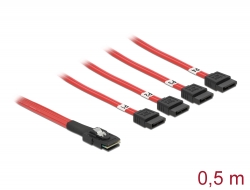 83057 Delock Câble Mini SAS SFF-8087 > 4 x SATA 7 broches 0,5 m