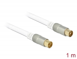 89411 Delock Anténní kabel IEC samec > IEC samice RG-6/U quad shield 1 m bílá Premium